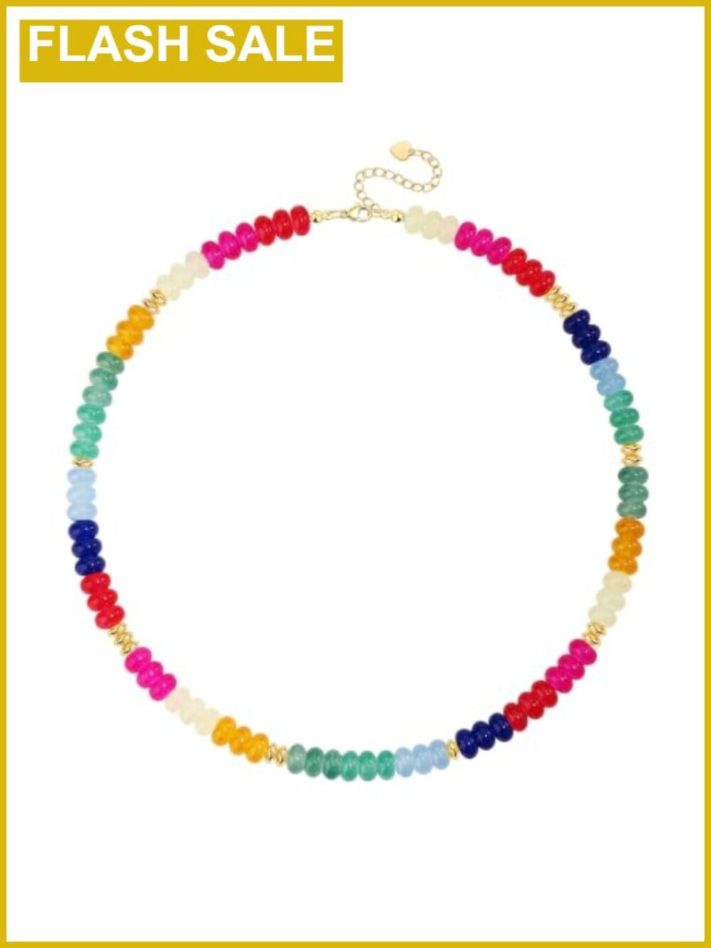 Handmade Rainbow Beaded Choker Necklace Boho Glass Beads Women
